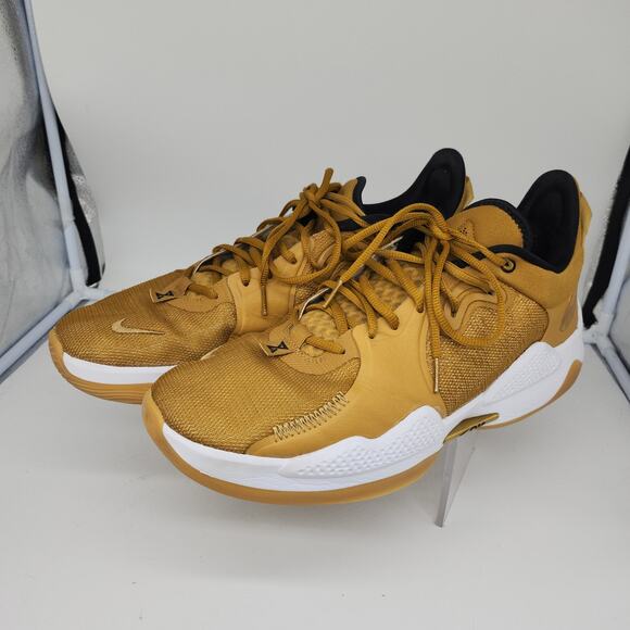 Nike PG 5 Wheat Shoes Mens 14 Gold Metallic Grain Paul George Basketball - Picture 3 of 16